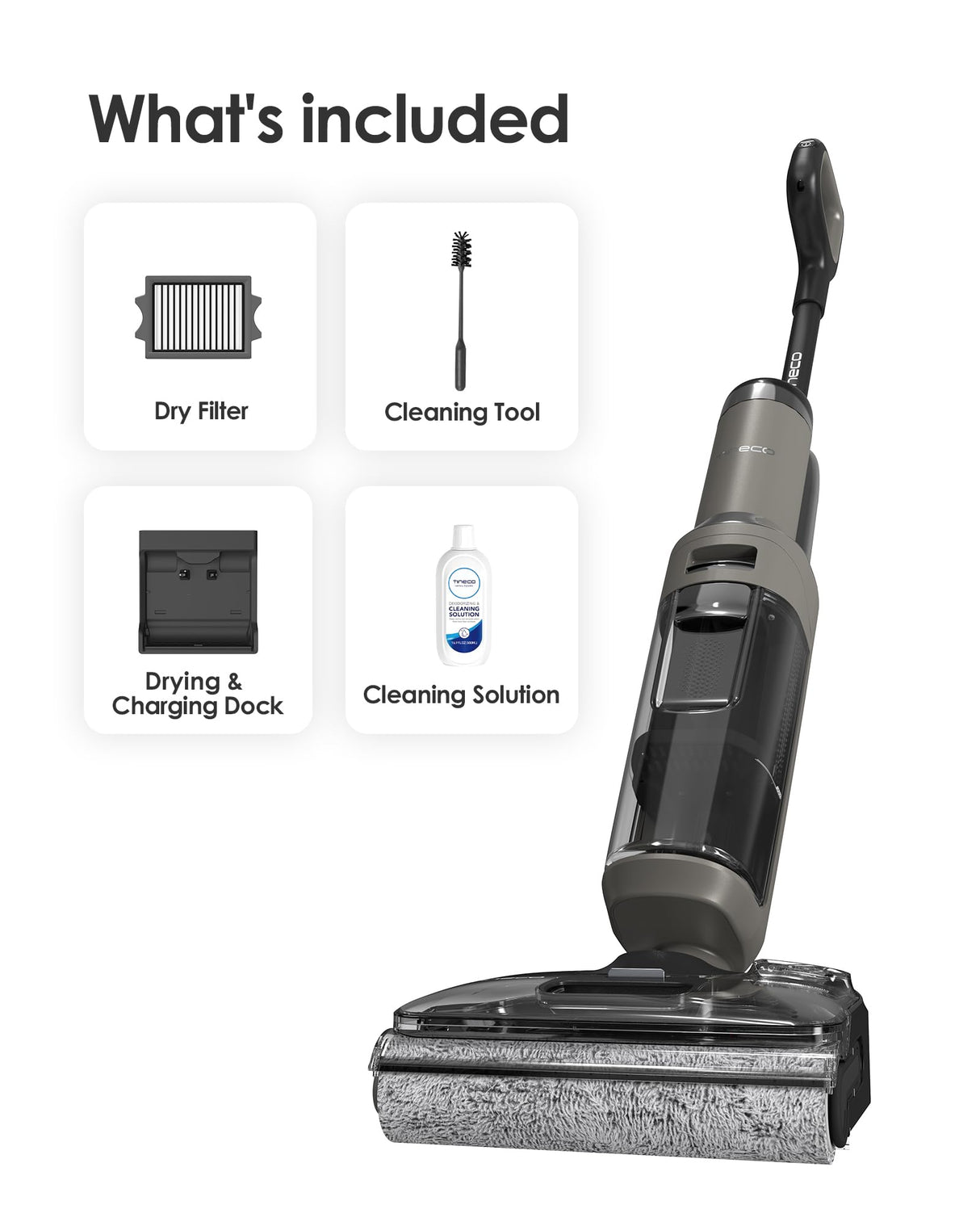 Tineco Floor ONE i6 Stretch Wet Dry Vacuum Cleaner, Vacuum & Mop All in One, 20kpa Powerful Suction, Up to 40 Minutes Runtime, 180° Lay-Flat, Anti-Tangle Design, Full-Path Self-Cleaning&185℉ Flashdry