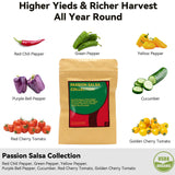 Salsa Garden Seed Pod Kit for AeroGarden, iDoo, Ahopegarden Hydroponic System, 400+ Seeds Includes Red Chili, Green, Yellow, and Purple Bell Pepper, Cucumber, Red/Golden Cherry Tomato (7-Pod)