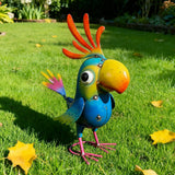 ViteenLight Metal Parrot Statue Outdoor Garden Decor,15" Bird Decor Yard Statue Decorations Outdoor,Funny Parrot Sculpture for Patio, Lawn, Backyard
