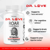 (2 Pack) Dr. Love Roar Lions Mane Supplement Capsules, Dr. Love Roar Lion’s Mane Plus Brain and Focus Premium Advanced Formula, Doctor Love All Natural Support Pills, 120 Capsules for 2 Months