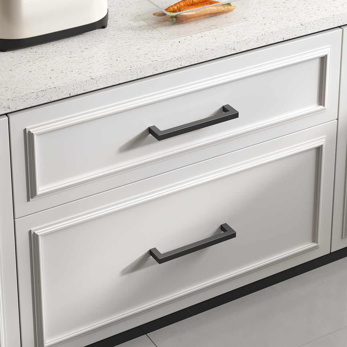 Goldenwarm 35 Pack 5 Inch Black Cabinet Handles Matte Black Drawer Pulls Stainless Steel Cabinets Hardware Square Bar Modern for Kitchen Bathroom Cupboard