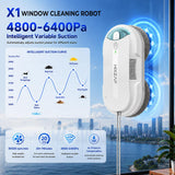 HIXZAP Window Cleaning Robot - Double Helix 4800-6400Pa Suction, Dual Ultrasonic Spray, 85ml Tank, Edge Detection, Anti-Drop, 3 Cleaning Modes for Streak-Free Glas (White)