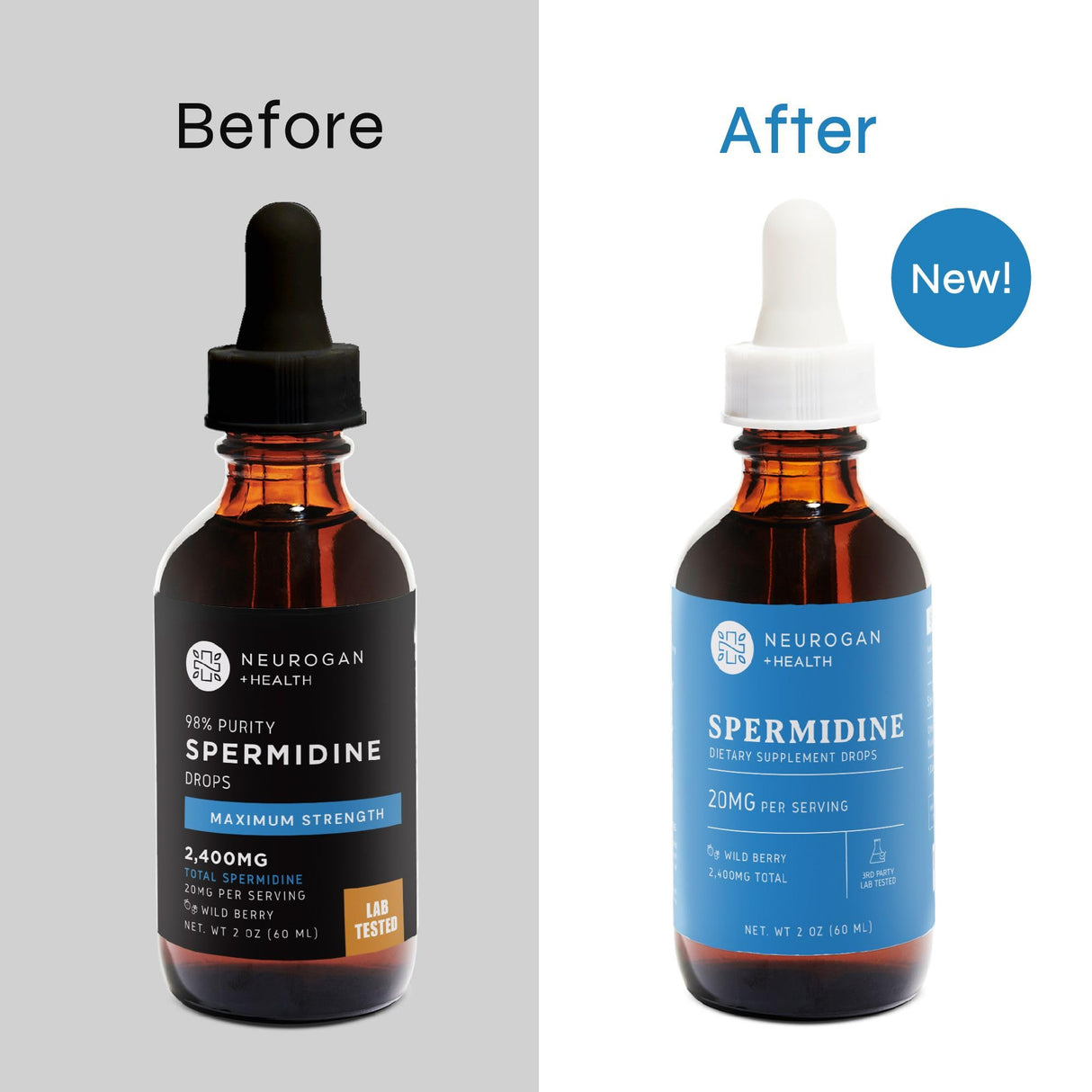 Neurogan Spermidine Supplement - 20 mg per Serving | 98% Pure | Autophagy Support & Cellular Health Supplements | Liquid Spermidine 3rd Party Tested | 60 mL, Made in USA