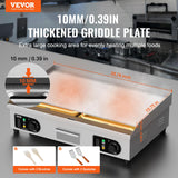 VEVOR Commercial Electric Griddle, 2800W Countertop Flat Top Grill, 122℉-572 ℉ Adjustable Temp, 29in Stainless Steel Griddle Grill with 2 Shovels and 2 Brushes for Home or Restaurant(110V No Plug)