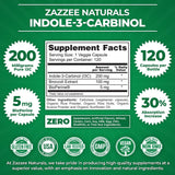 Zazzee High Absorption Indole-3-Carbinol (I3C), 200 mg per Capsule, 120 Vegan Capsules, 4 Month Supply, 5 mg BioPerine for Enhanced Absorption, 100% Vegetarian, All-Natural and Non-GMO