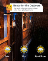Dusk to Dawn LED Outdoor Lights Bulb, ST64 Edison Style Automatic Light Sensing Bulbs, 800 LM, 7W (60W Equivalent), 3000K Warm White, E26 Base UL 4 Pack