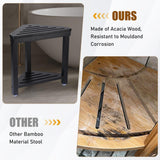 Boulphia Shower Foot Rest 14in, Acacia Wood Shower Stool for Shaving Legs (Black)