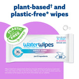 WaterWipes Adult Care Wipes, Extra-large 99.9% Water Based Wipes, Unscented & Hypoallergenic for Sensitive Skin, 180 Count (6 Packs)
