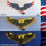 2 Pack 23" American Eagle Metal Wall Art with Solar Lights Outdoor 4th of July Decorations Outdoor | Led Patriotic Sculpture with American Flag | Solar Powered Independence Day Decor for Yard & Porch