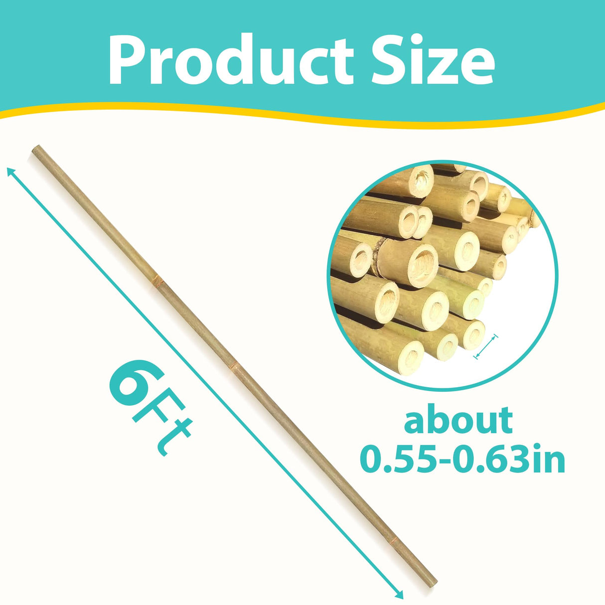 Latuxe Bamboo Stakes 6FT, 20pcs Garden Stakes 72in Specifically Designed for Climbing Plants, Ideal for Tomatoes, Beans, Cucumbers, Peppers, Vines, and More Plant Growth