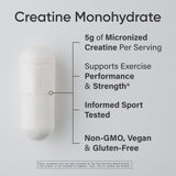 Sports Research® Creatine Monohydrate Capsules - May Support Workout Recovery, Lean Muscle gain, Performance and Strength* - Non-GMO, Vegan Certified - 5g per Servings - 30 Servings