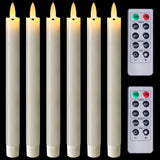 Homemory Waxy Flameless Taper Candles with Remote Timer Dimmer, LED Candlesticks Flickering, Battery Operated Window Candles, 9.6 Inches for Christmas Wedding Celebration Decor, Ivory, 6 Pcs