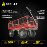 Gorilla Carts Steel Utility Cart, 800 lb Capacity, 4 Cu Ft., Black