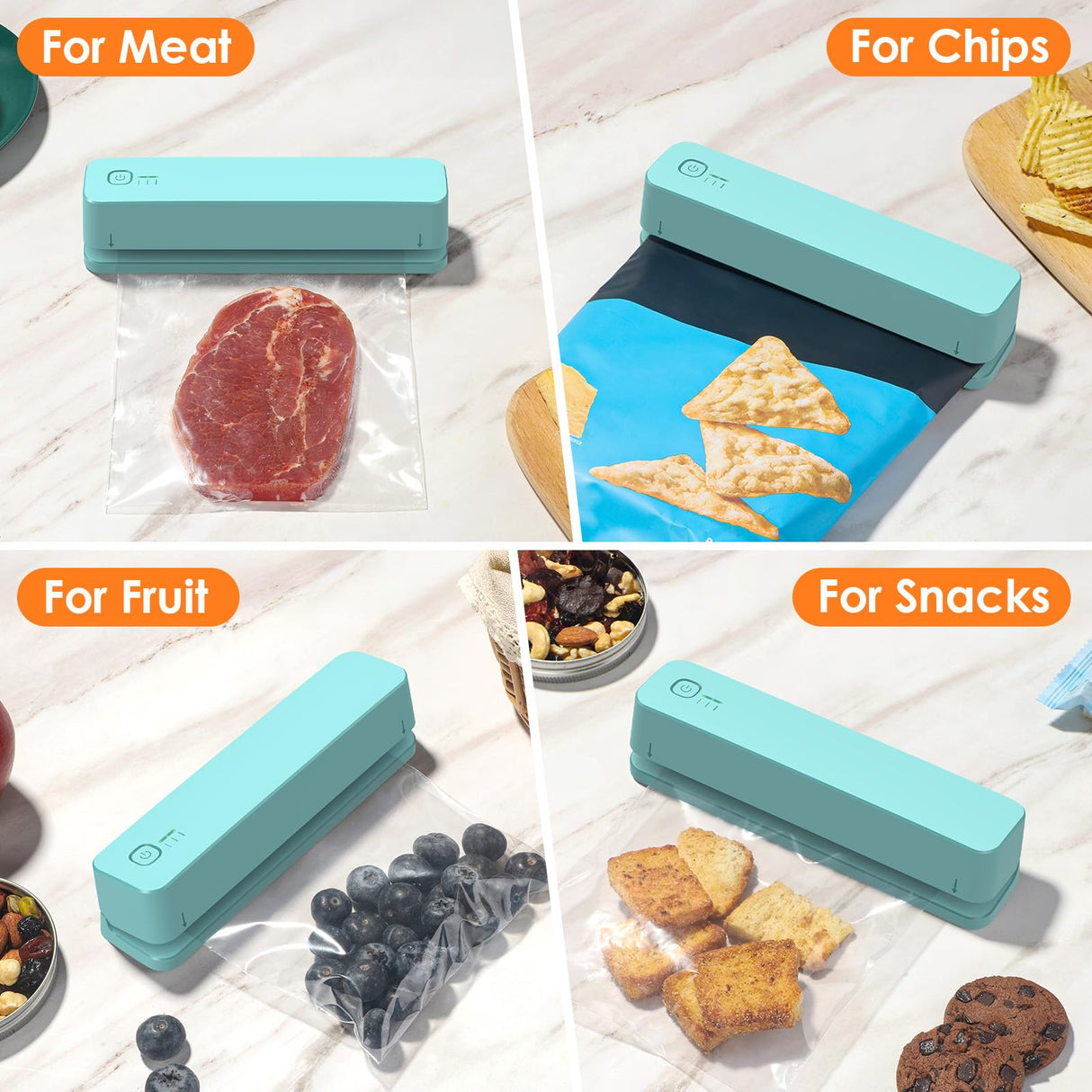 FEPPO Bag Sealer, 3000mAh Rechargeable Mini Bag Sealer with 6.2" Heating Strip, Heat Seal Portable 3 Adjustable Gears Quick Heat Sealer for Chips Snacks Candies Bags Food Storage