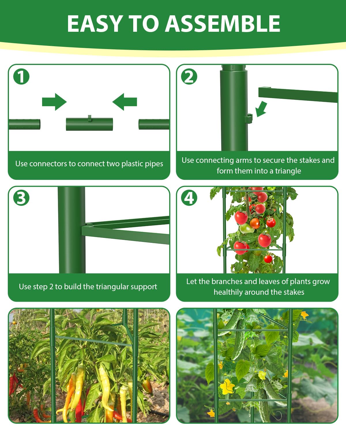 MYMULIKE 6 Pack Tomato Cages for Garden, 51in*13in Adjustable Tomatoes Plant Stakes Support Cages Trellis, Garden Trellis for Vegetable Flowers Fruits Climbing Plants- 20 Binding Wires Included