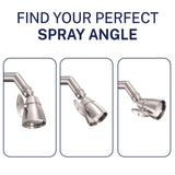 HammerHead Showers® Solid Metal 2 Inch High Pressure Shower Heads - BRUSHED NICKEL – 2.5 GPM Shower Heads High Pressure - High Flow Shower Head with ADJUSTABLE SPRAY PATTERN - Fixed Shower Head