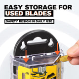 M MEEPO 100-Pack Utility Knife Blades, Titanium Fully Plated, Durable SK-2 Razor Blades for Utility Knife Box Cutter, Never Rust, Extra Durable, With 1-blade & 5-blade Dispenser