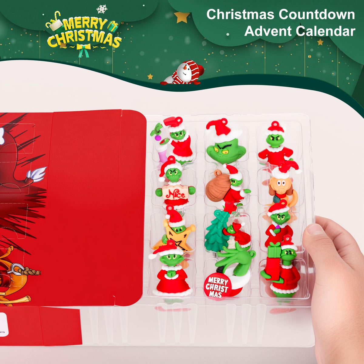 Christmas Advent Calendar 2026,Christmas Vacation Countdown Calendars,Christmas Tree Ornaments Stocking Stuffers Gifts with 24 pcs Collectible Doll Figures for Kids and Adults