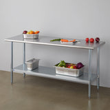 ROCKPOINT Stainless Steel Table for Prep & Work 24x72 Inches, NSF Metal Commercial Kitchen Heavy Duty Table with Adjustable Under Shelf and Table Foot for Restaurant, Home and Hotel