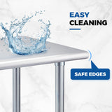 Profeeshaw Stainless Steel Prep Table 60x24 Inch NSF Commercial Work Table with Undershelf Heavy Duty Table for Kitchen Restaurant Home Hotel