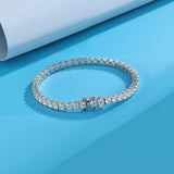Gemsme 4.0MM Tennis Bracelets for Women - 18K White Gold Plated 4mm Round Cut Cubic Zirconia Classic Tennis Bracelet for Women/Men 7 inch