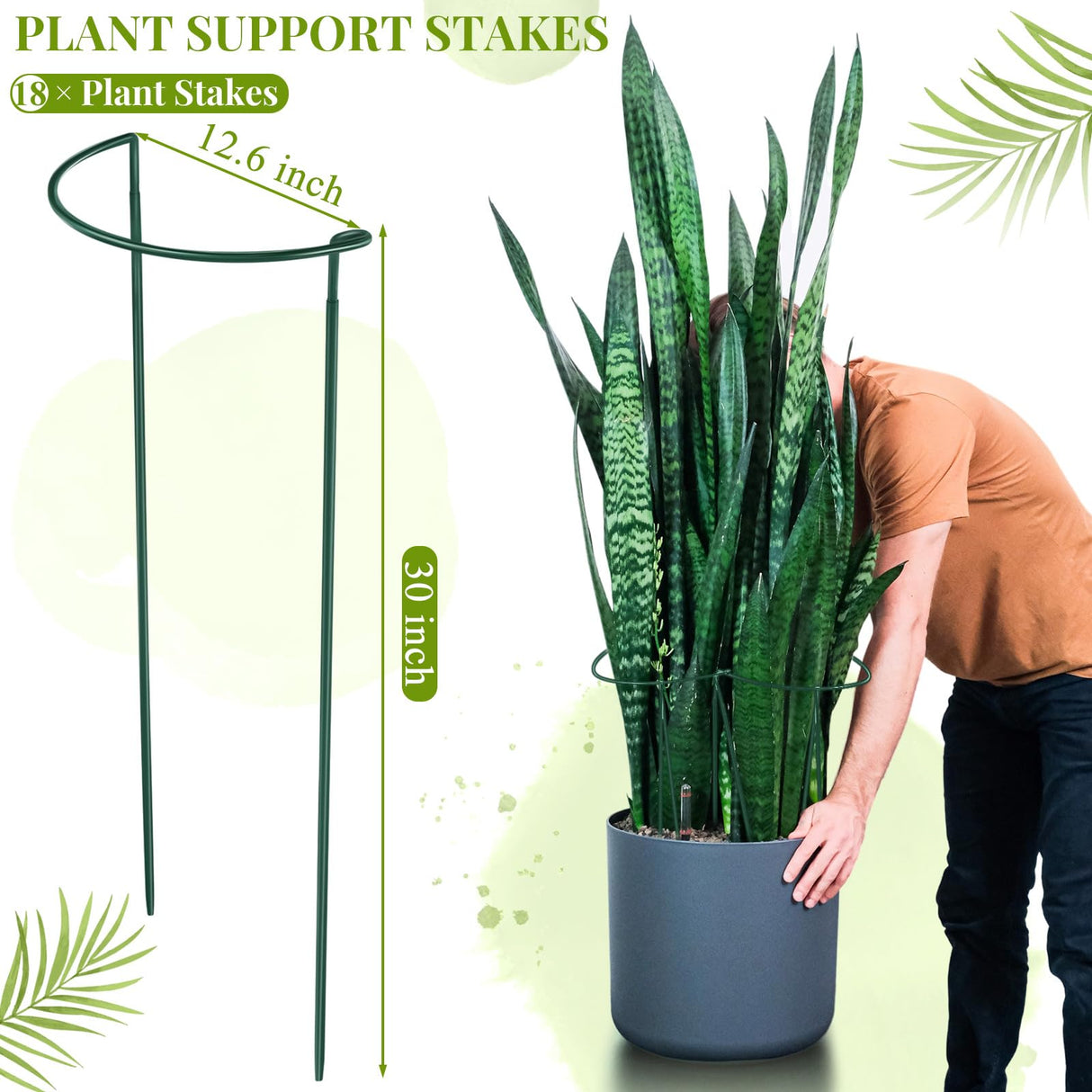 Tioncy 6 Pcs 48 H x 15.8 W Plant Support Stakes Cages for Garden, Metal Half Round Plants Tension Rods for Indoor Outdoor Large Tall Flower Vegetables Tomato Peony Rose Support