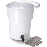Carlisle FoodService Products Round Beverage Dispenser Drink Dispenser with Spigot for Catering, Plastic, 5 Gallons, White