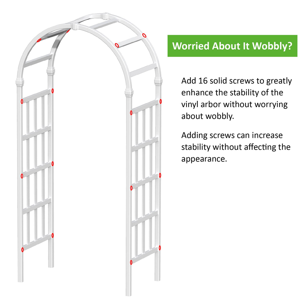 FENCETECH 41" W x 86" H Vinyl Arbor, Vinyl Arch, Garden Arch Arbor for Outdoor, Yard, Garden, Climbing Plants - White