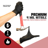 London Labs Synsafe 4 Mil -Black Nitrile Exam Gloves –Disposable Latex Free & Powder Free – Extra Strong, Rubber Gloves – First Aid Kit, Medical, EMT, Cleaning, Cooking | Bulk Case of (1000 ct)