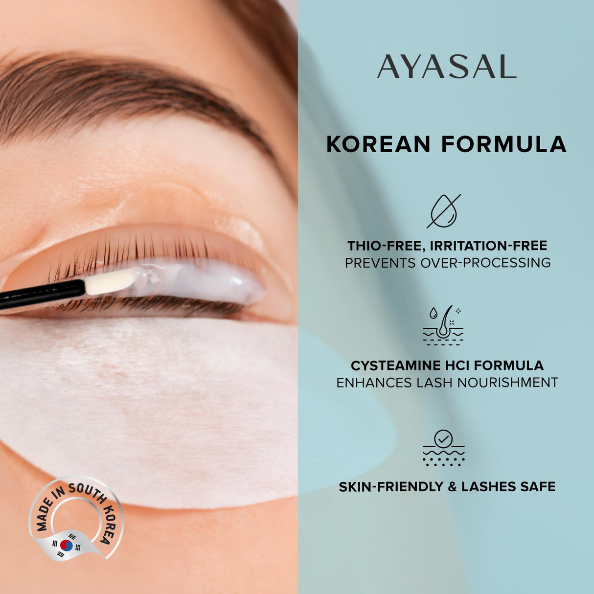 AYASAL Korean Lash Lift Kit: Thio-Free Formula Lash Lifting for Safe & Long-Lasting Natural Curl - Self Eyelash Perm Kit for Salon-Quality Results At Home, 5-6 Applications