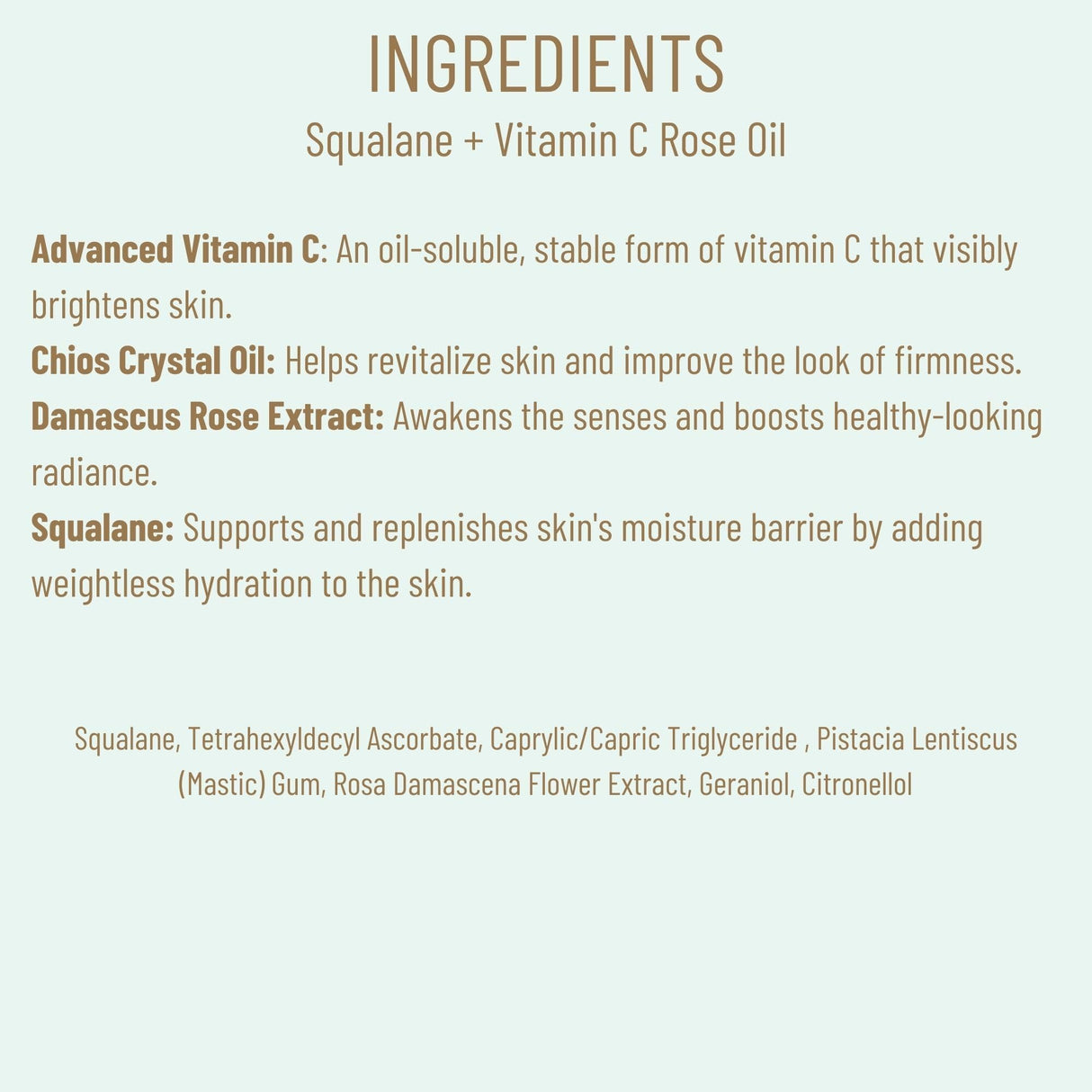 BIOSSANCE Squalane + Vitamin C Rose Oil, Advanced Facial Oil - Brightening, Firming, and Hydrating Serum for All Skin Types - Chios Crystal Oil, Damascus Rose Extract & Squalane for Radiance - 1oz