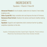 BIOSSANCE Squalane + Vitamin C Rose Oil, Advanced Facial Oil - Brightening, Firming, and Hydrating Serum for All Skin Types - Chios Crystal Oil, Damascus Rose Extract & Squalane for Radiance - 1oz