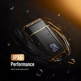 Foil Shavers for Men, High Speed Double Floating Blades Electric Razor, IPX6 Waterproof Dry/Wet, 2 Adjustable Speed Electric Shaver with LED Display, USB-C Deep Black