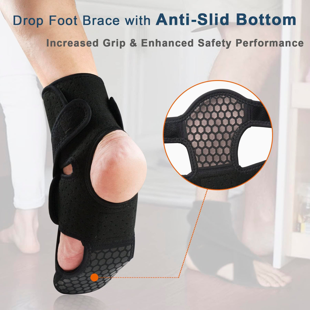 JOMECA Upgraded Drop Foot Brace for Walking with Shoes - Dual Forefoot Support Plates Adjustable Soft AFO, Foot Drop, TBI, ALS, MS, Bone Fracture, Fits Women & Men FSA or HSA Eligible (Left, S/M)