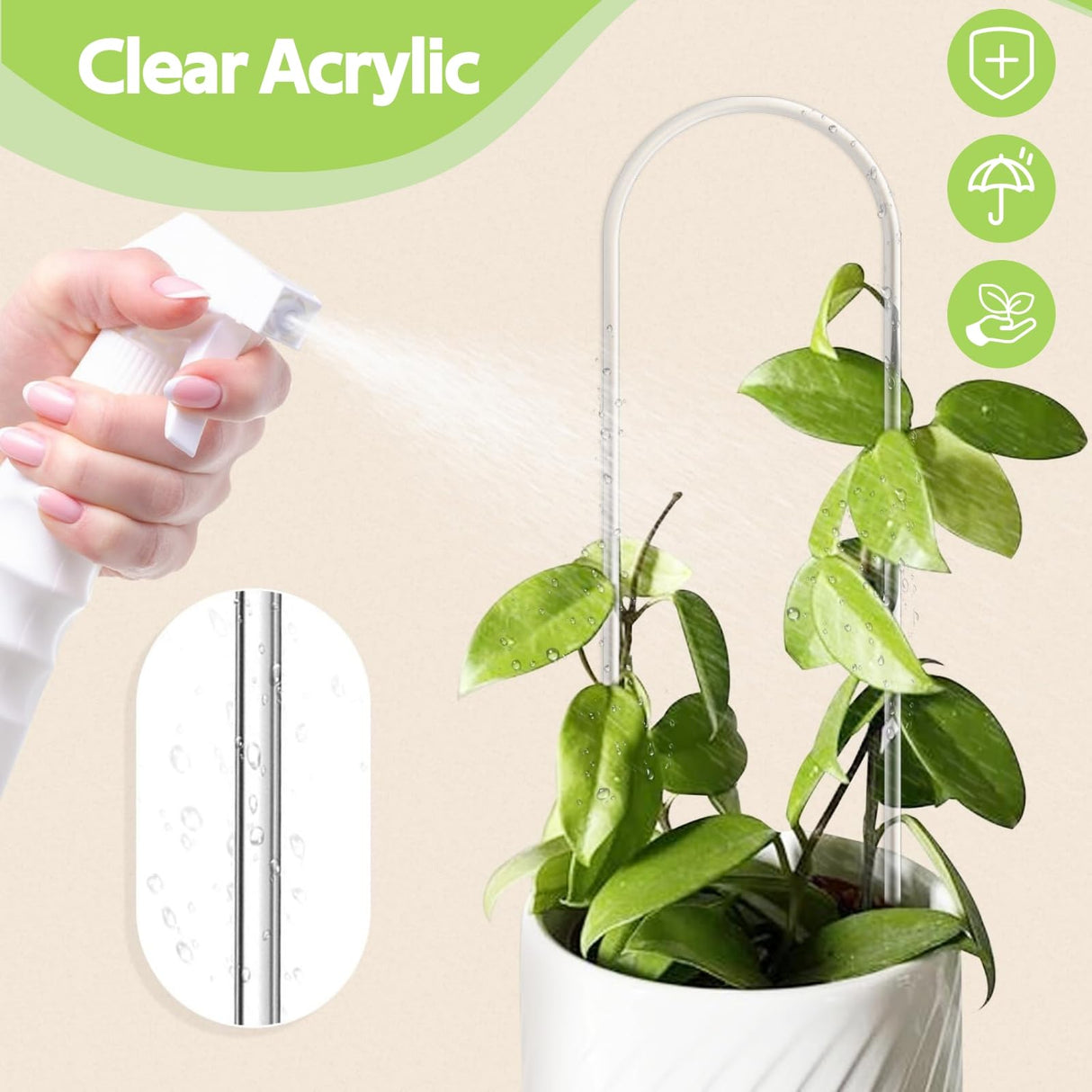 8 Pack Clear Acrylic Plant Trellis for Potted Plants Indoor Outdoor - Thickened U-Shaped & Round Small Trellis for Climbing Plants - Plant Support Stakes for Houseplant Flower Hoya Pothos Vine Ivy
