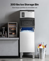 VEVOR Commercial Ice Maker Machine, 800LBS/24H Ice-Making Machine with 300LBS Stainless Steel Storage Bin, Auto Self-Cleaning Ice Maker with Touchscreen for Bar Cafe Restaurant Business Commercial