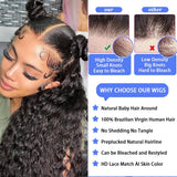 Aatifa 28 Inch Water Wave Lace Front Wigs Human Hair 13x4 HD Transparent Lace Front Human Hair Wigs for Women Deep Curly Lace Wigs Pre Plucked 180% Density Water Wave Lace Frontal Wig with Baby Hair