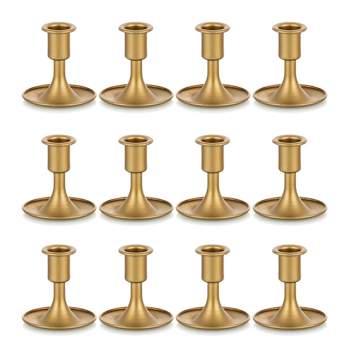 Candlestick Holders Taper Candle Holders, Romadedi Gold Candle Stick Candle Holder for Table Centerpiece, Wedding Reception, Festive Christmas Mantel Decoration or Home Decor, Set of 12