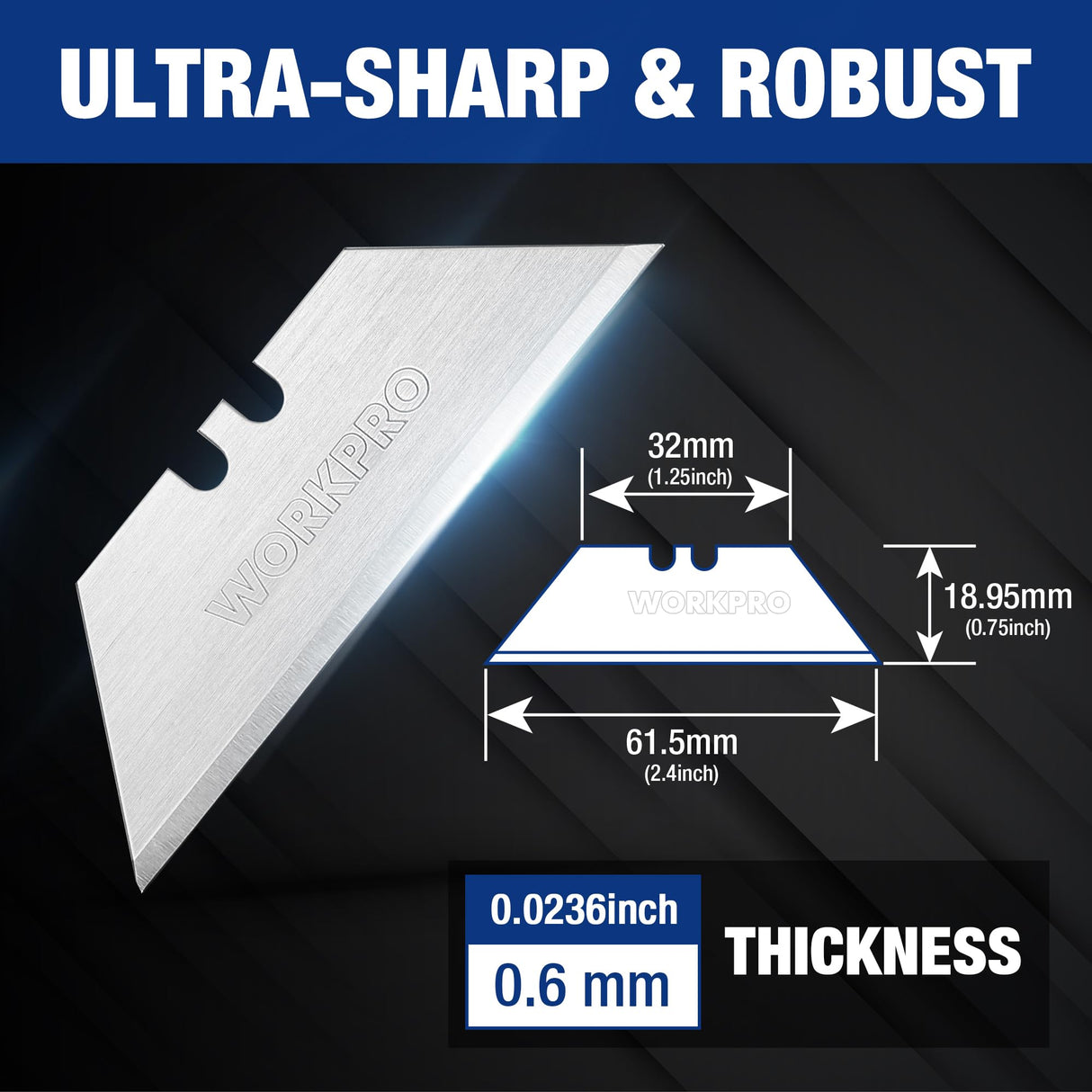 WORKPRO 200-Pack Utility Knife Blades with Dispenser, SK5 Steel Box Cutter, Standard Blades for Utility Knife Replacement