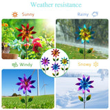 Sunnylight 4 Packs Wind Spinner Outdoor, Pinwheels for Yard and Garden, Metal Flower Decorative Garden Stakes for Lawn Patio Porch Decor