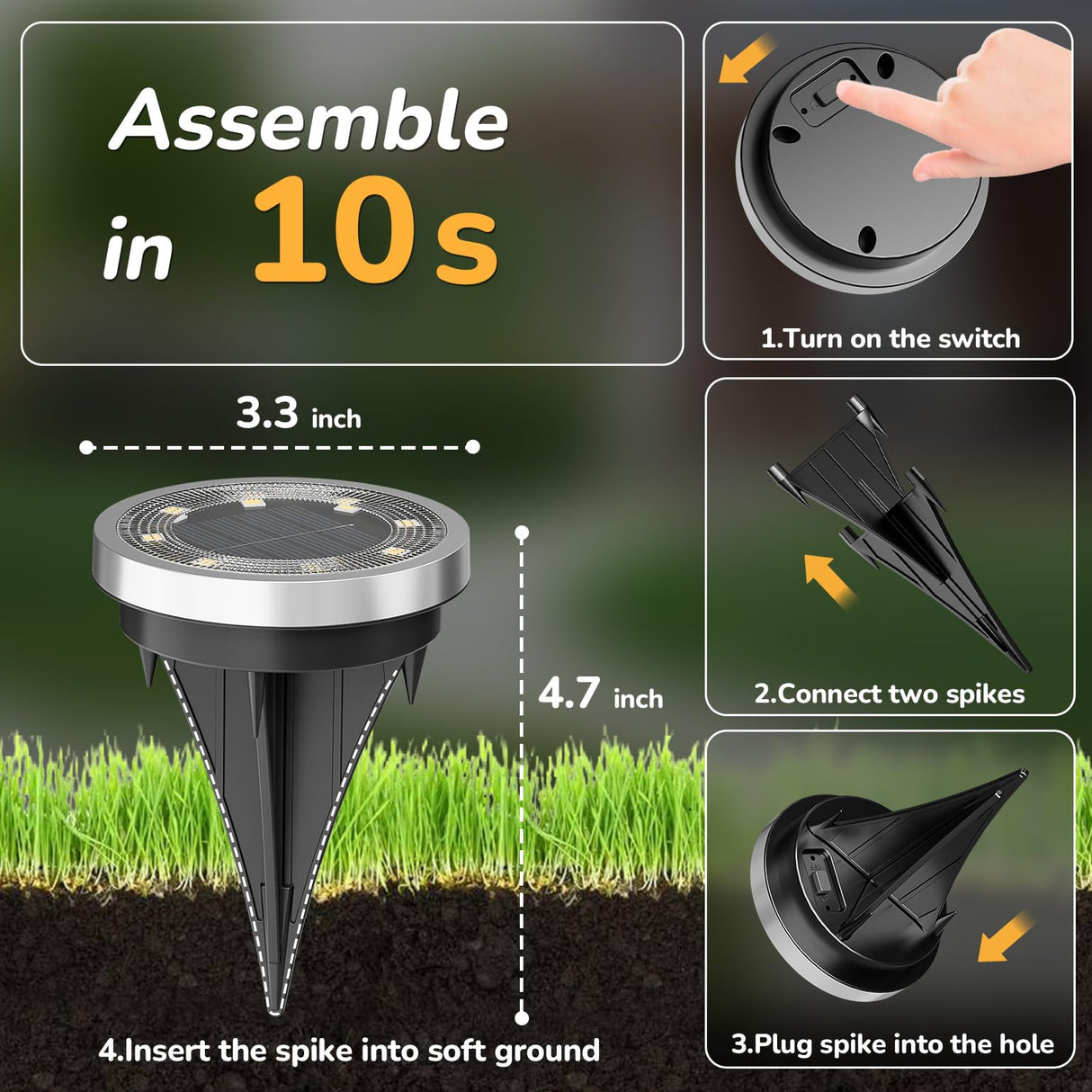 INCX Solar Ground Lights,16 Pack Solar Lights Outdoor Waterproof, Solar Garden Lights Landscape Lighting for Patio Pathway Lawn Yard Deck Driveway Walkway, Cold White
