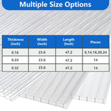 DGSL 14 Pcs Polycarbonate Greenhouse Panels, 4' x 2' x 0.16'' Twin-Wall Panels, Polycarbonate Sheet for All Weather Outdoor Garden and Greenhouse Covering