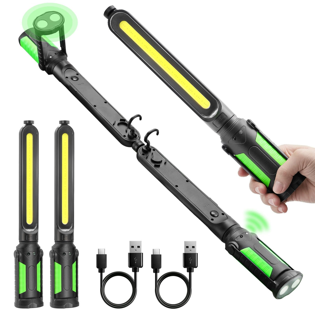 Sylsmart Rechargeable Mechanic Light, 2-in-1 Magnetic Light Bar with Motion Sensor, 2400LM Underhood Work Lights for Mechanics, for Automotive Repair, Inspection, Garage, Emergency