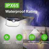 HMCITY 120 LED Outdoor Solar Lights with Motion Sensor and 3 Lighting Modes, IP65 Waterproof Wide Solar Wall Lights Ideal for Garden Patio Yard (Front Button 6Packs, Black Shell-Daylight White)