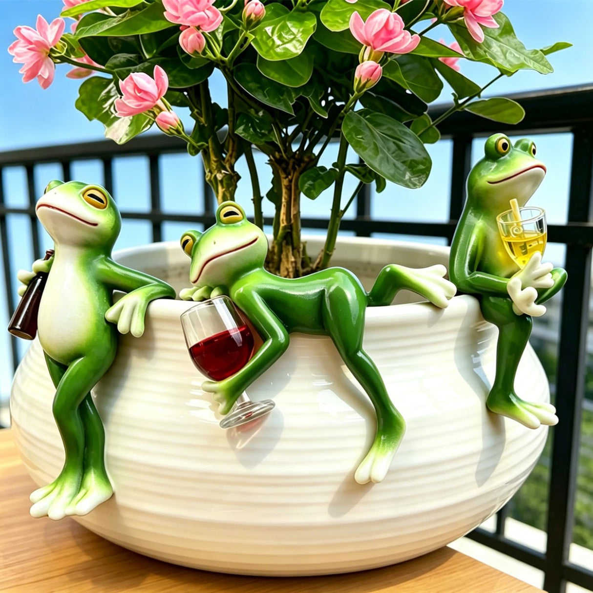 DearKeeps Garden Frog Statues – Funny Outdoor Figurines for Yard, Patio, Lawn, Indoor Decor – Cute Animal Ornaments & Plant Hangers – Birthday for Women (3 Pack)