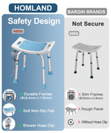 HOMLAND Shower Chair for Inside Shower, FSA/HSA Eligible 400 lbs Adjustable Shower Stool with Suction Feet, Shower Seat for Inside Tub Bathroom Bench Bath Chair for Elderly and Disabled