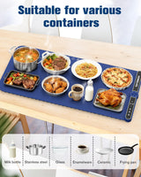 Food Warming Mat Extra Large, Rapid Heating Electric Warming Tray with 9 Temp Setting and 6 Hours Timer,Foldable Warming Trays for Food, Portable Food Warmers for Parties Buffet, Blue