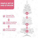 4ft Lighted Artificial White Christmas Tree | Leeheeyee Small Christmas Tree, Not Pre-lit White Tinsel Pine Trees with Lights, Ideal for Home, Office, and Xmas Tree Party Décor