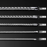 Fiusem 2.5mm Silver Tone Wheat Chain for Men, 24 Inches