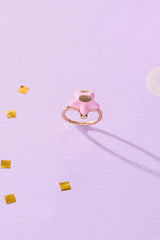 Alex and Ani Polly Pocket™ Locket Ring - Pink Star-Shaped Top with 'Tiny and Cute' Quote, Pastel Enamel Gold Finish Nickel-Free, Ideal for Polly Pocket™ Fans